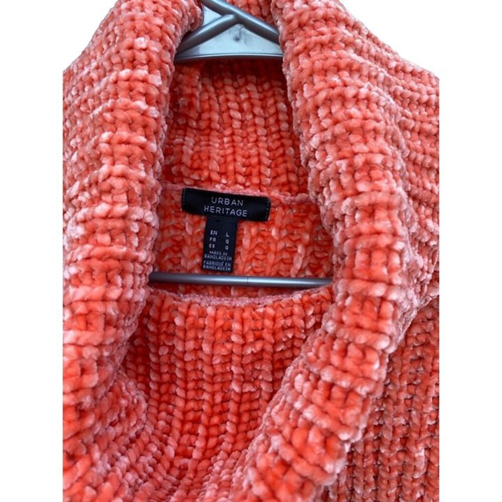 Colorblock Urban Heritage Chenille Cowl Neck Sweater Large Cozy & Stylish